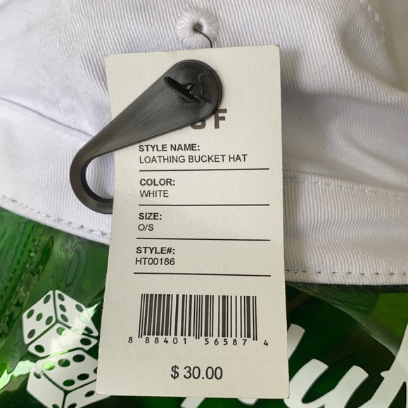 NWT HUF Loathing Bucket Hat in White & Green - Picture 3 of 5
